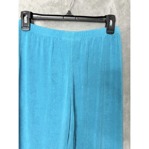 CHICOS TRAVELERS Size 1 Medium Teal Slinky Pants Elastic Waist Pull On - Picture 5 of 6